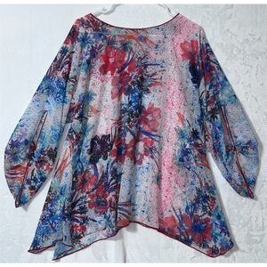 Yon Design Women's Floral Asymmetrical Hem Blouse Size S Multicolor